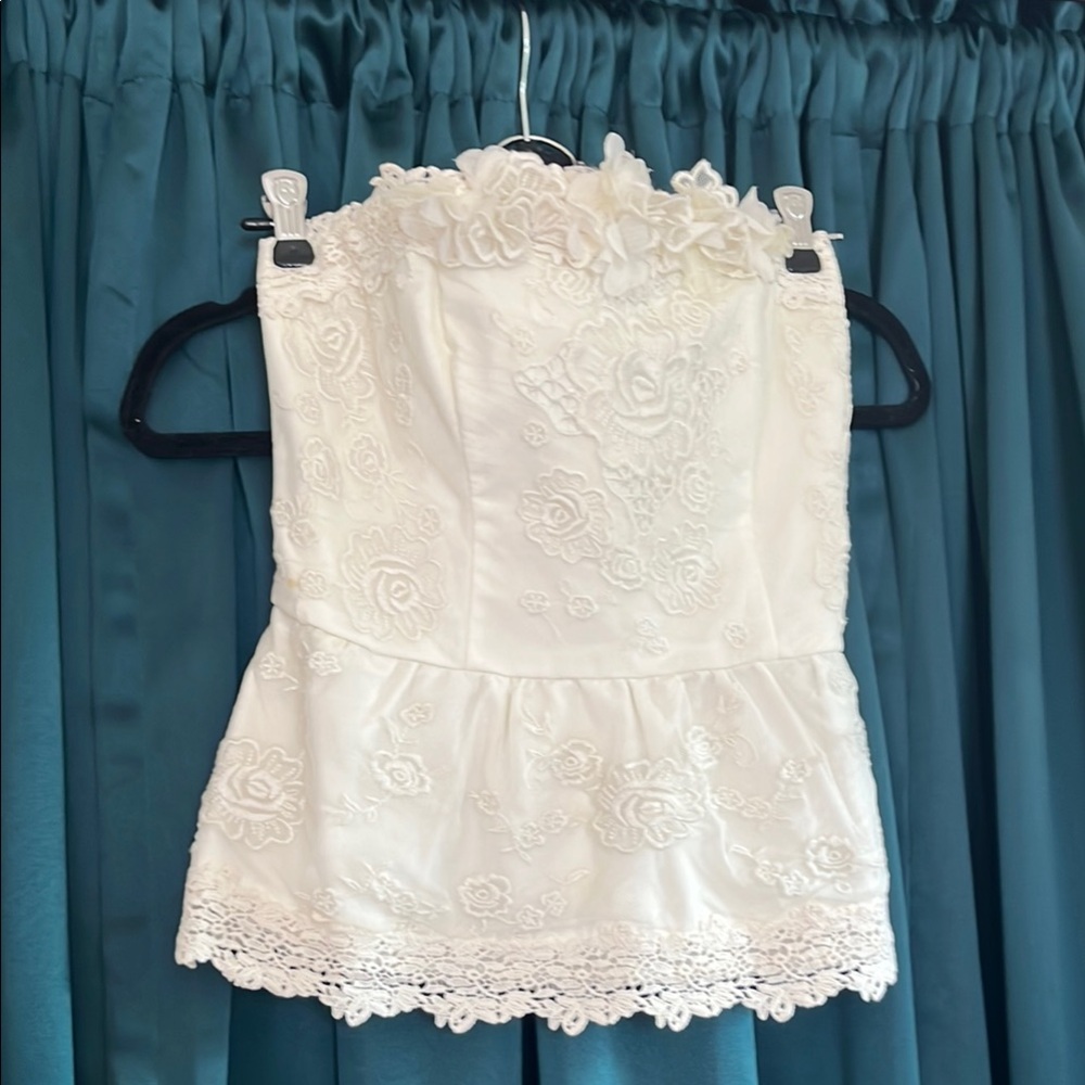 Abercrombie & Fitch Ivory Floral Lace Bustier